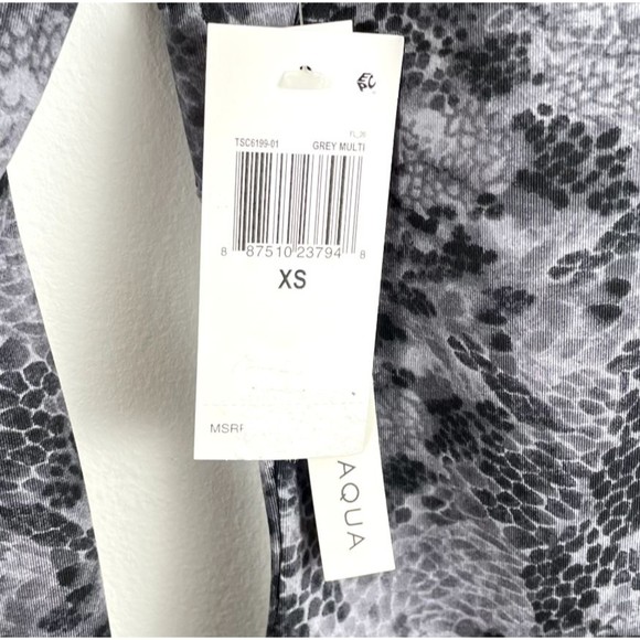 Aqua Bloomingdales Bodysuit Gray XS Polyester Blend Snake Print Sweetheart Neck - Picture 9 of 11